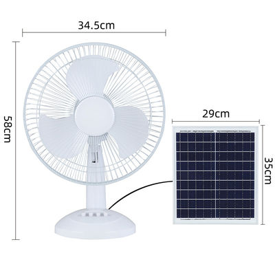 Polysilicon Panel 1.5A Adapter Rechargeable Pedestal Fan 12in Solar Pedestal Fan